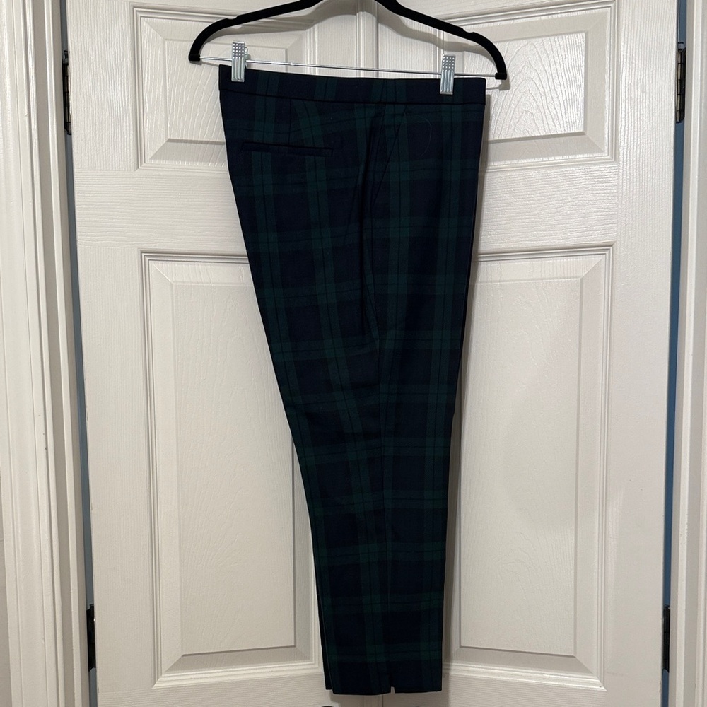 J. Crew Blackwatch Plaid Pants in Green and Navy